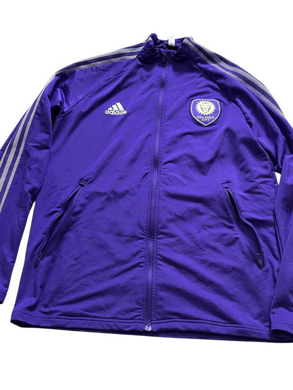 Adidas Patch Orlando City Soccer MLS Purple Full Zip Track Jacket Size Medium
